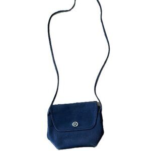 Black Leather Crossbody Bag Small Minimalist Flap Purse